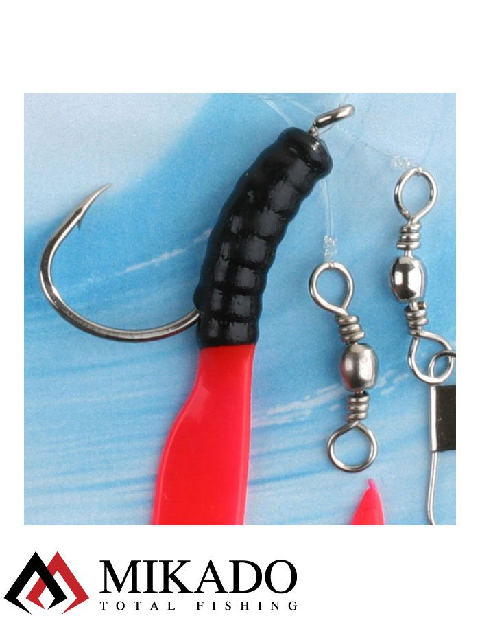 Морская оснастка Mikado PILK TWIST RIG 5.5см, крючок № 4/0 (BLACK/RED)